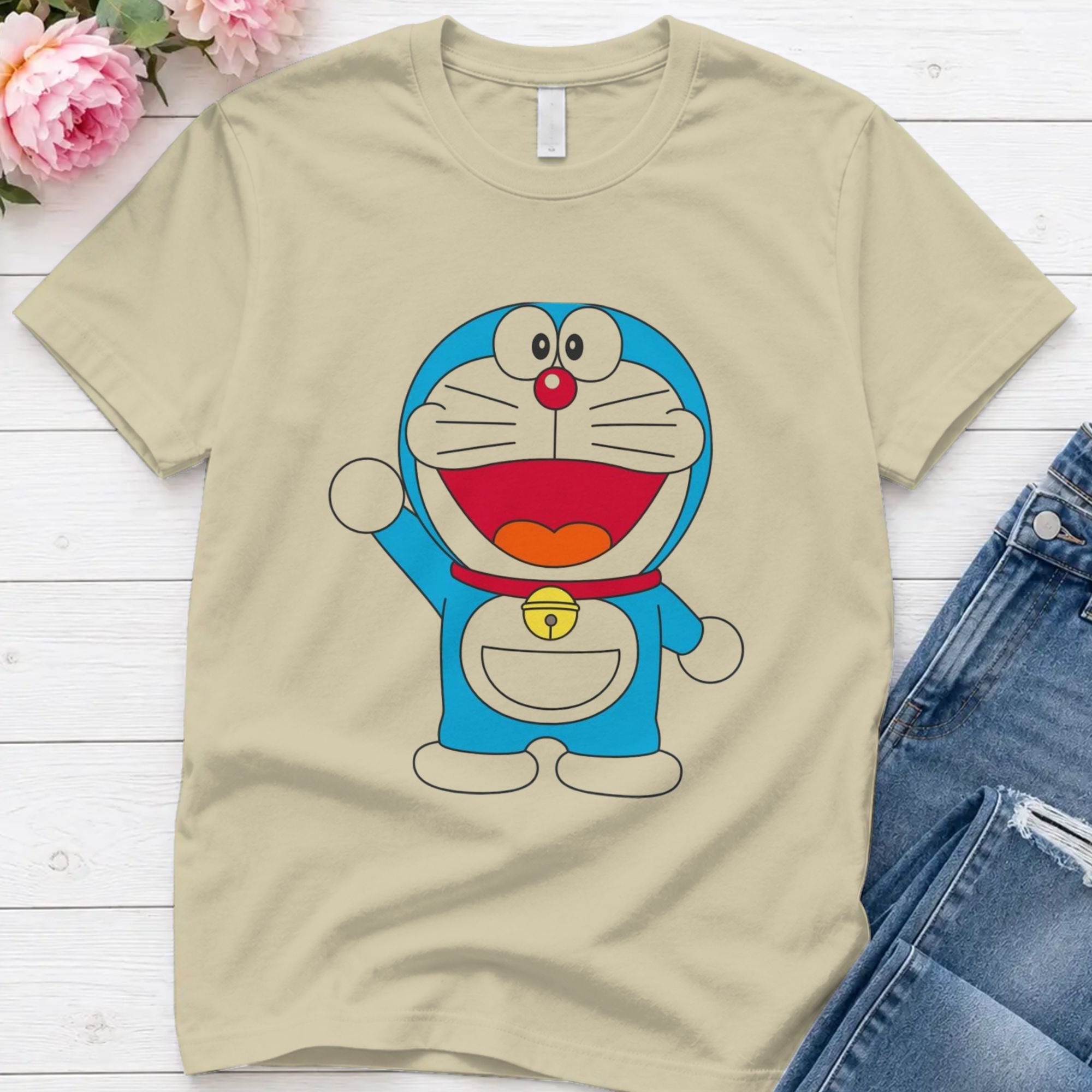 Summer Clothing Drawing - Harajuku T-shirt, zomerse cartoonprint met Doraemon,