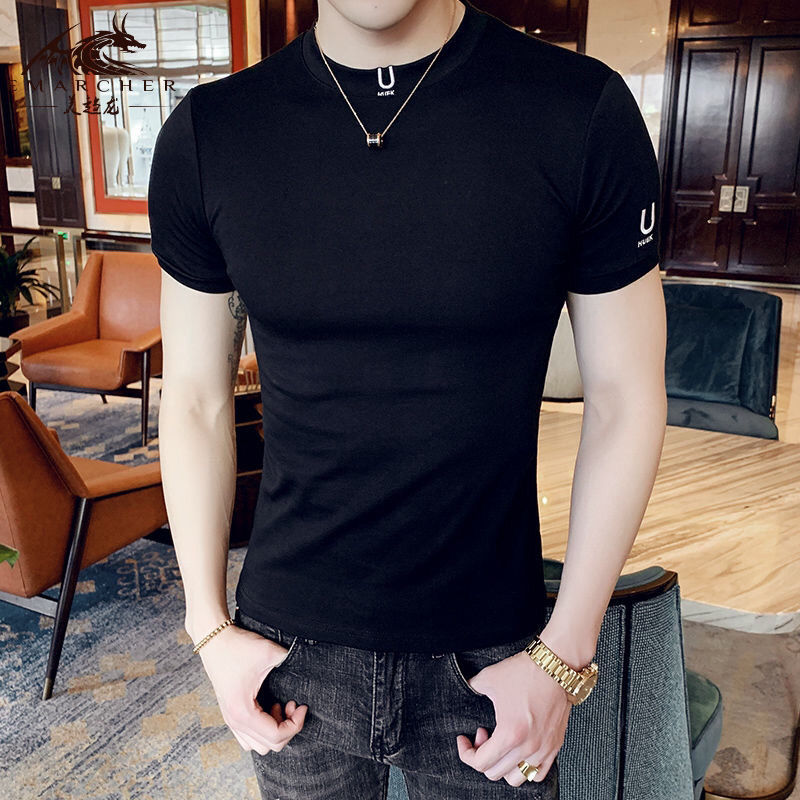 Summer Clothing Wholesale - Zwarte T-shirt Voor Mannen Vlakte Kleding