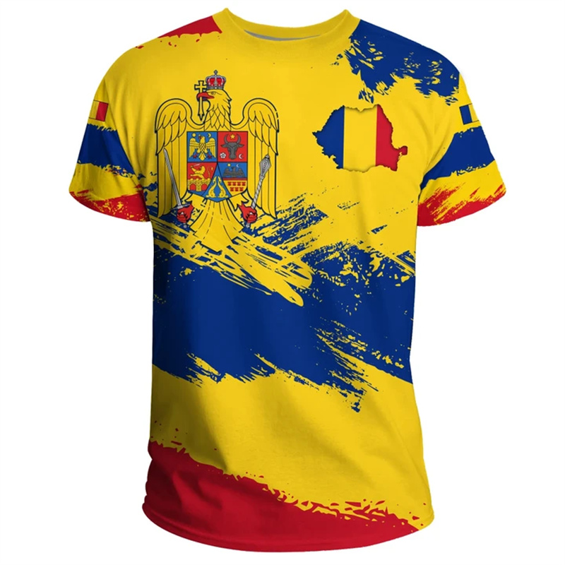 Summer Clothing Wholesale - Roemenië Vlag Grafisch T-Shirt Voor Heren